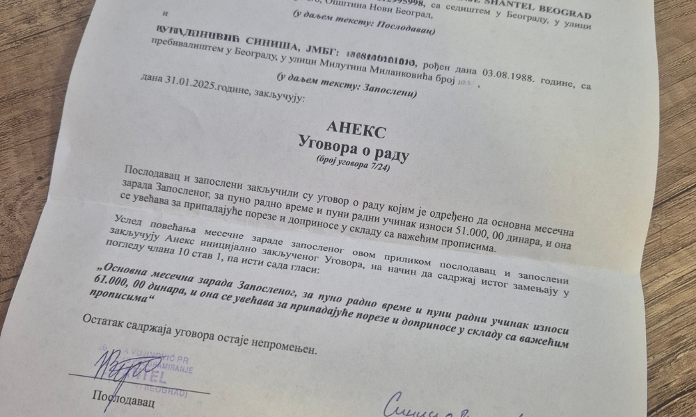 aneks ugovora o radu